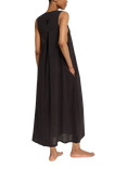 Nudea V-Neck Organic Cotton Maxi Nightdress, Black