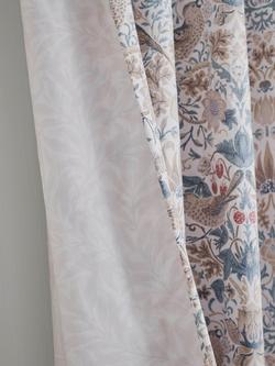 William Morris At Home Strawberry Thief Pair Lined Pencil Pleat Curtains, Hessian - view 2, Hessian