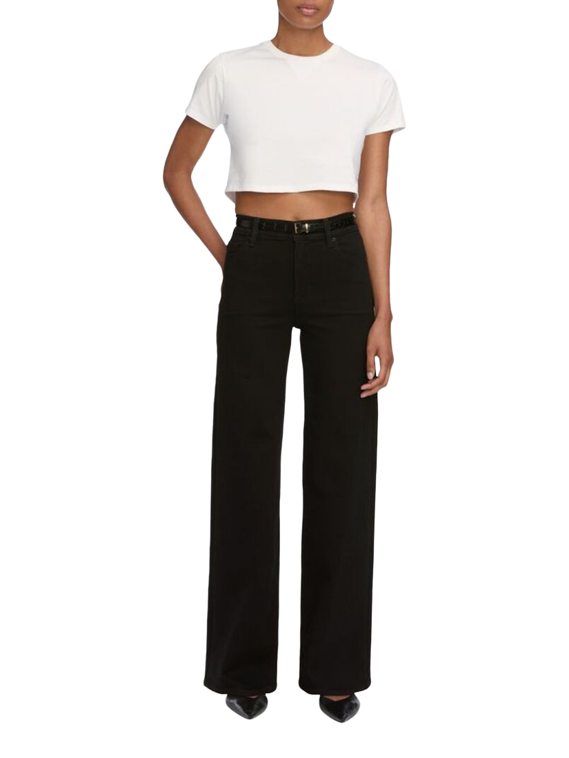 Product image 1 of 4, which shows FRAME Slim Palazzo Jeans, Black, 24