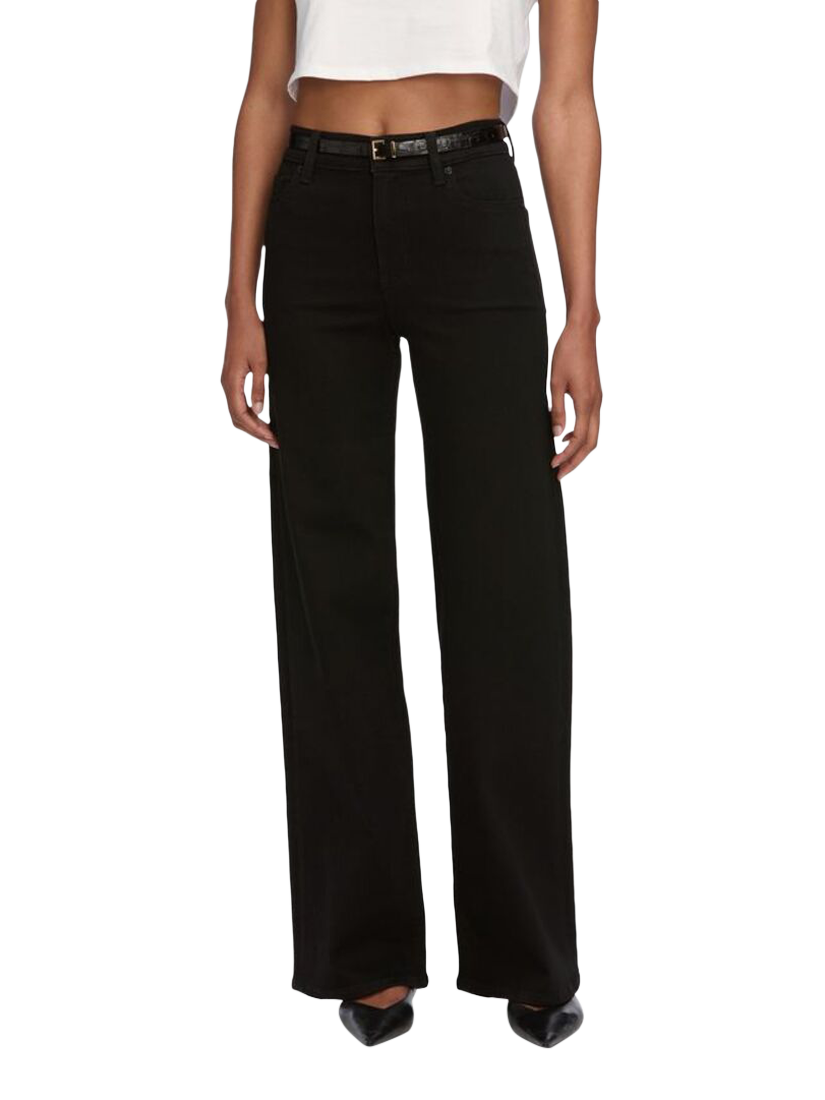 Product image 2 of 4, which shows FRAME Slim Palazzo Jeans, Black, 24