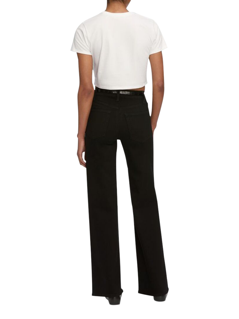 Product image 4 of 4, which shows FRAME Slim Palazzo Jeans, Black, 24