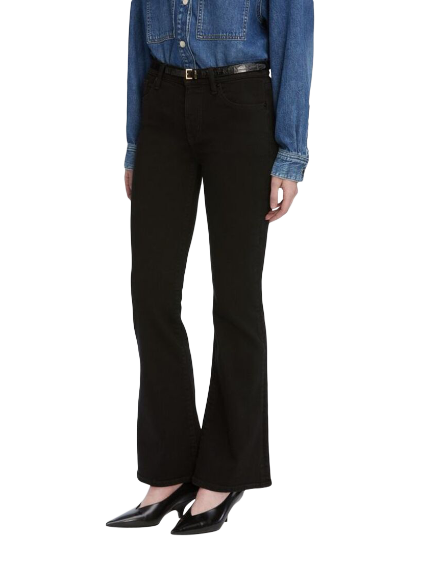 Product image 2 of 4, which shows FRAME The Icon Flare Jeans, Black, 24