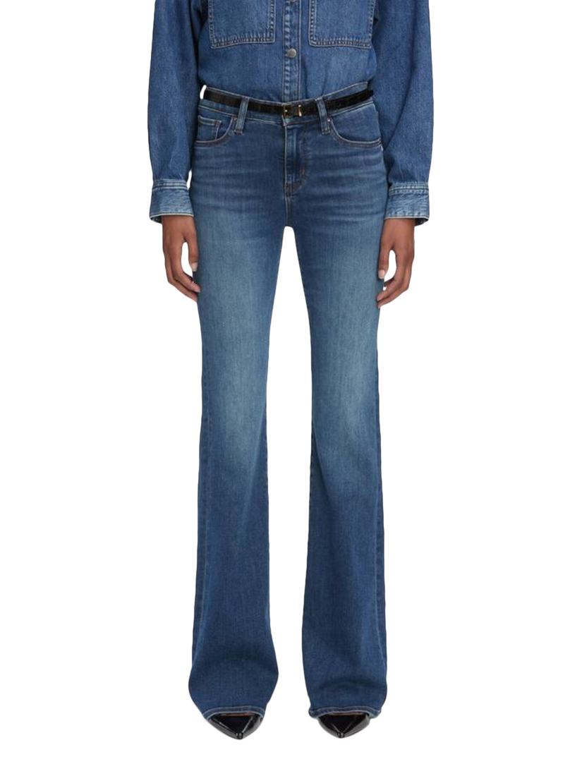 Product image 1 of 4, which shows FRAME The Icon Flare Jeans, Blue, 24