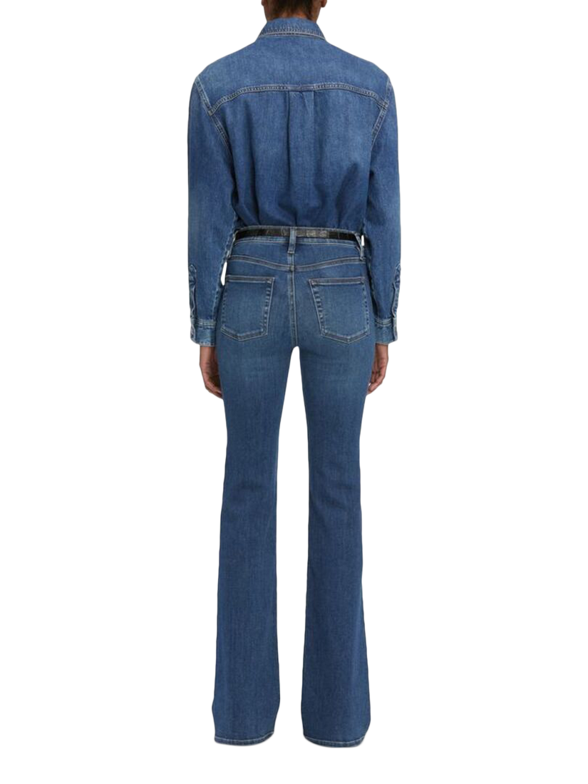 Product image 3 of 4, which shows FRAME The Icon Flare Jeans, Blue, 24