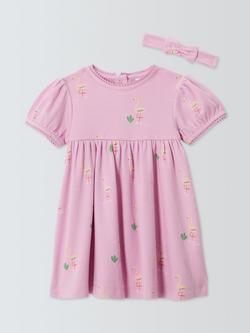 John Lewis Baby Flamingo Dress & Headband Set, Pink, Pink