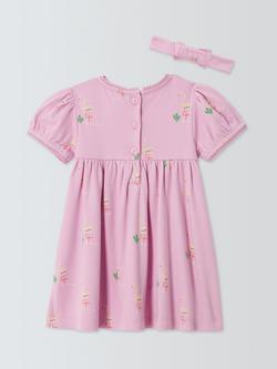 John Lewis Baby Flamingo Dress & Headband Set, Pink - view 2, Pink
