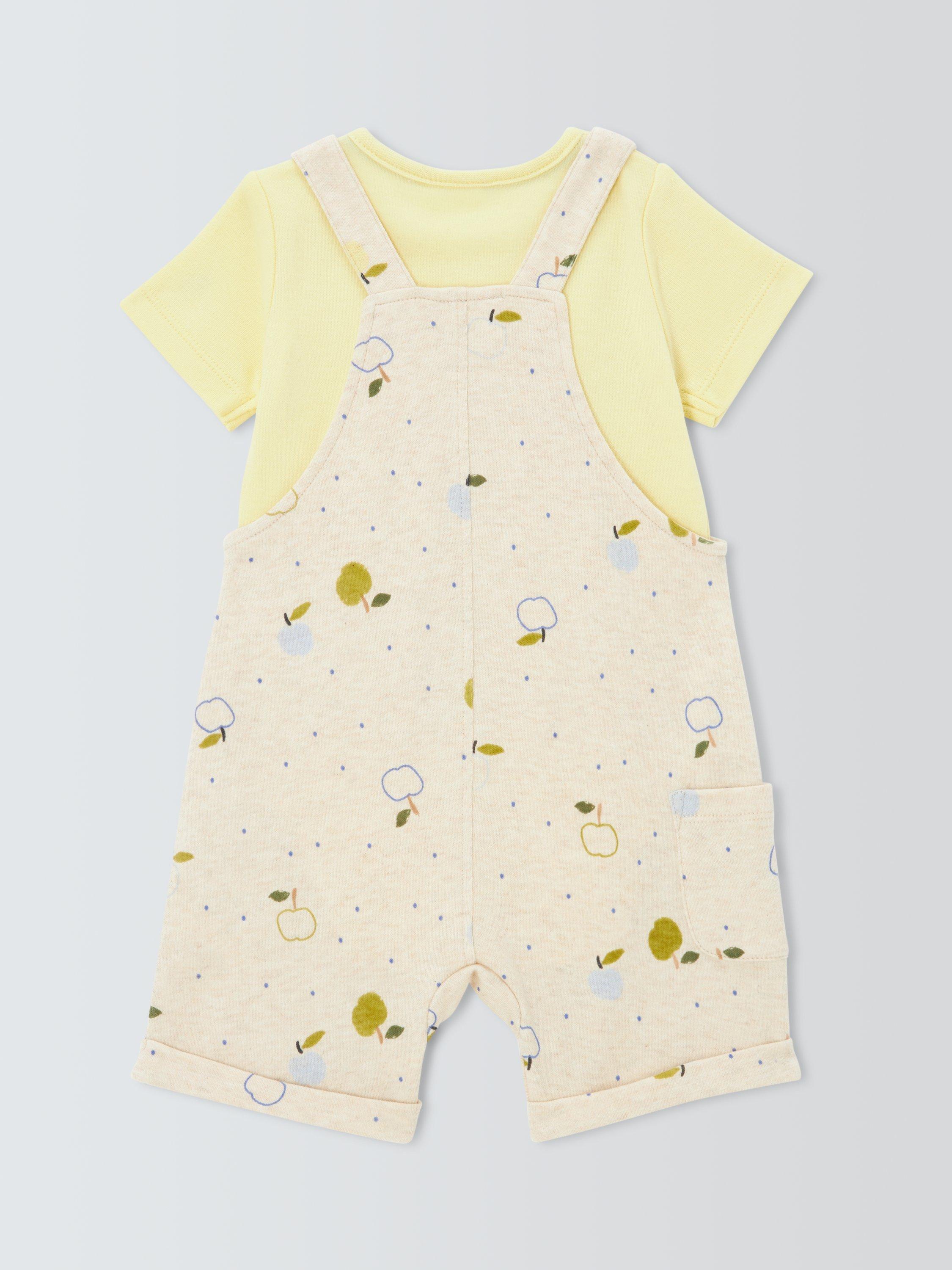 Product image 2 of 3, which shows John Lewis Baby Fruit Bibshorts & Bodysuit Set, White, Newborn