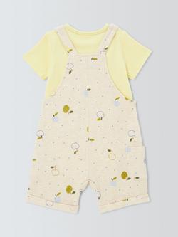 John Lewis Baby Fruit Bibshorts & Bodysuit Set, White - view 2, White