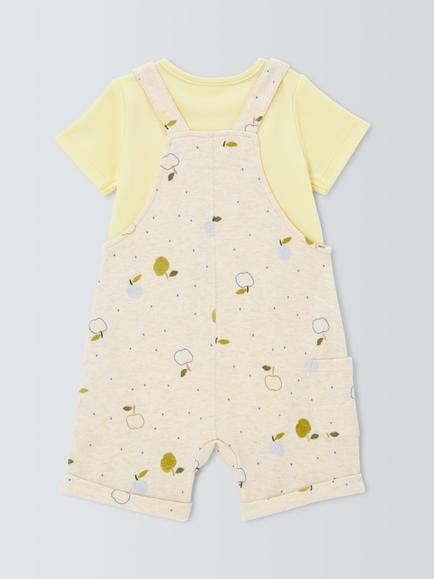 John Lewis Baby Fruit Bibshorts & Bodysuit Set, White - view 2, White