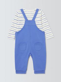 John Lewis Baby Safari Dungarees & Long Sleeve Bodysuit Set, Blue - view 2, Blue