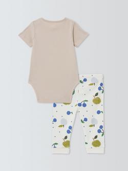 John Lewis Baby Fruit Bodysuit & Leggings Set, White - view 2, White