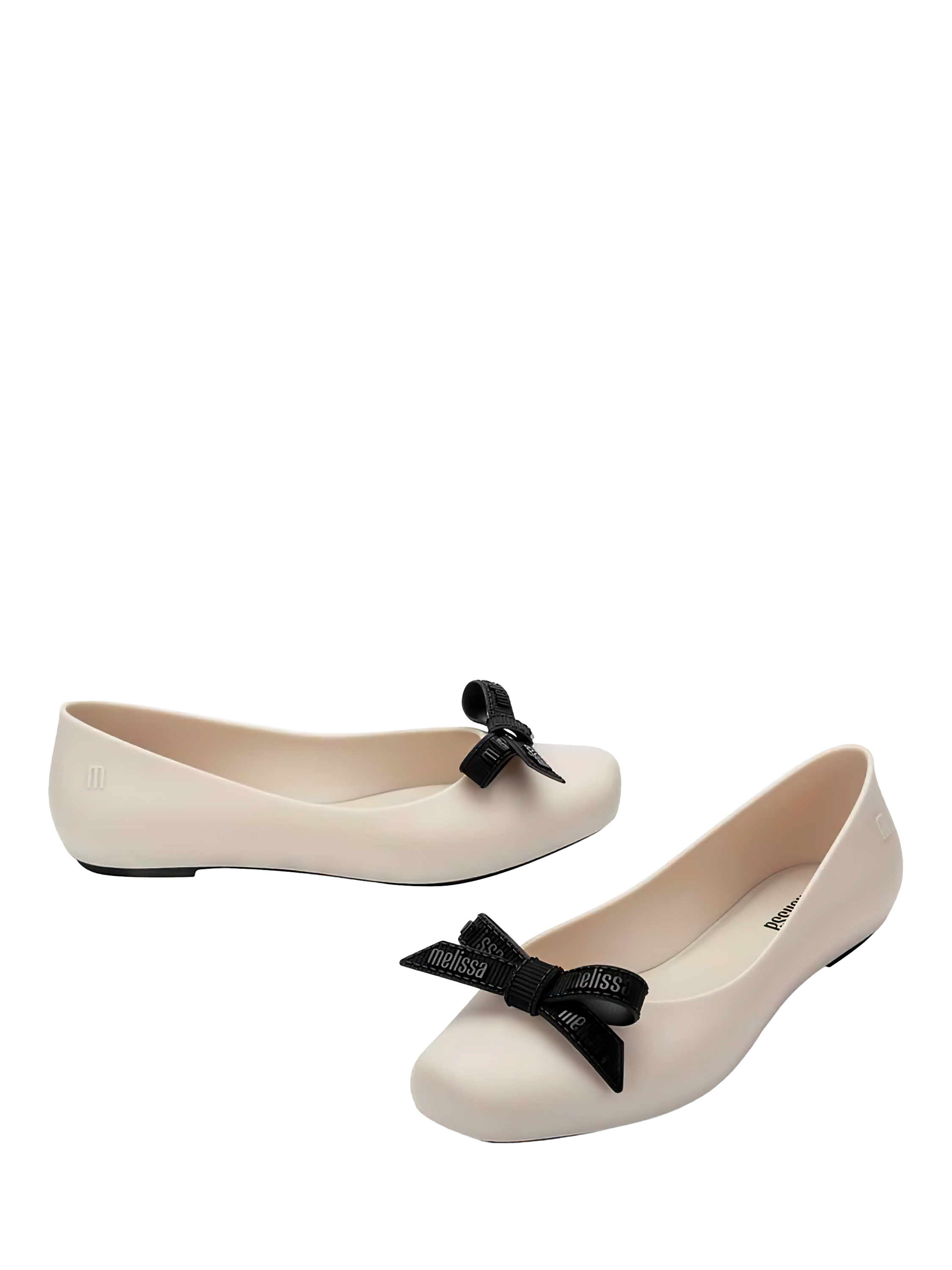 Product image 2 of 4, which shows Melissa Aura M Lover Ballerina Pumps, Beige/Black, 3