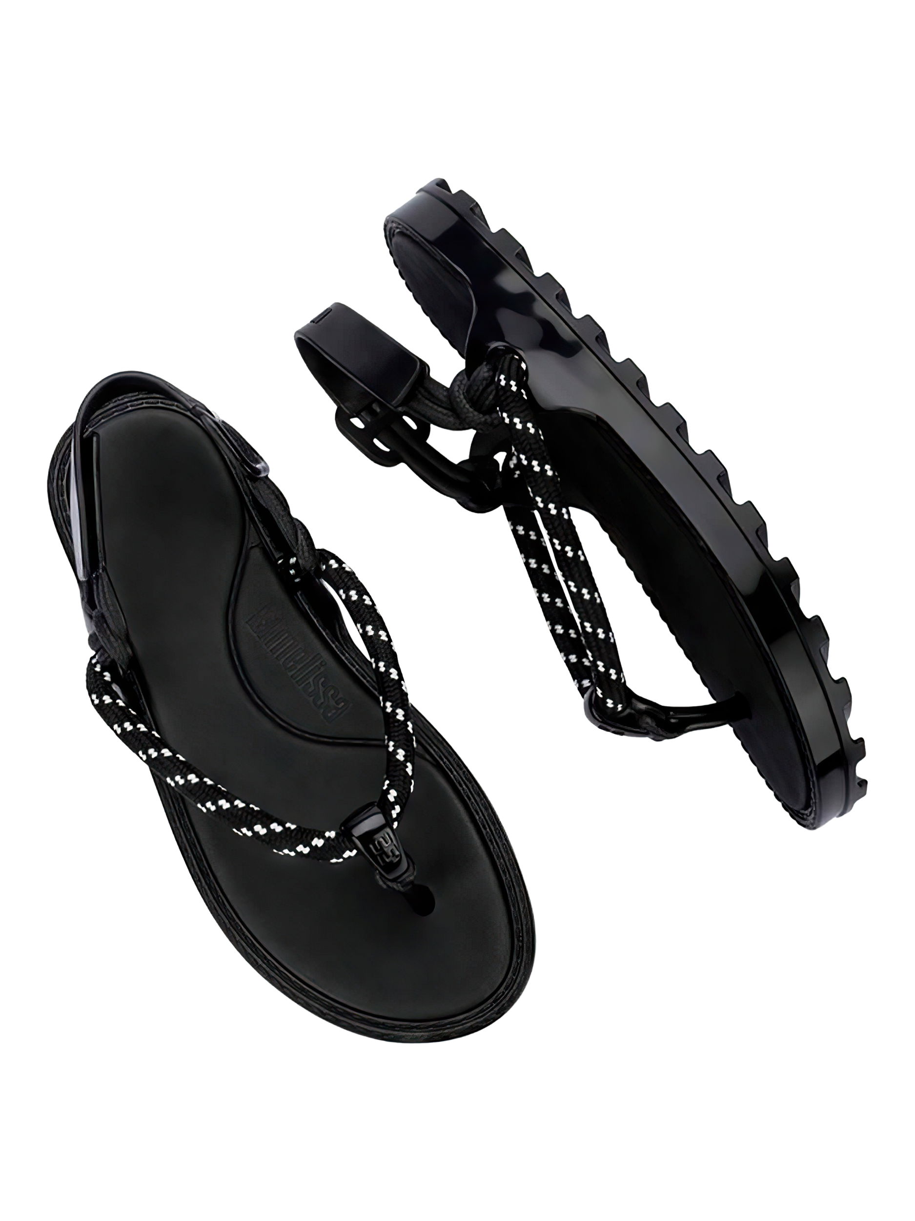 Product image 3 of 4, which shows Melissa Bond Strappy Sandals, Black/White, 3
