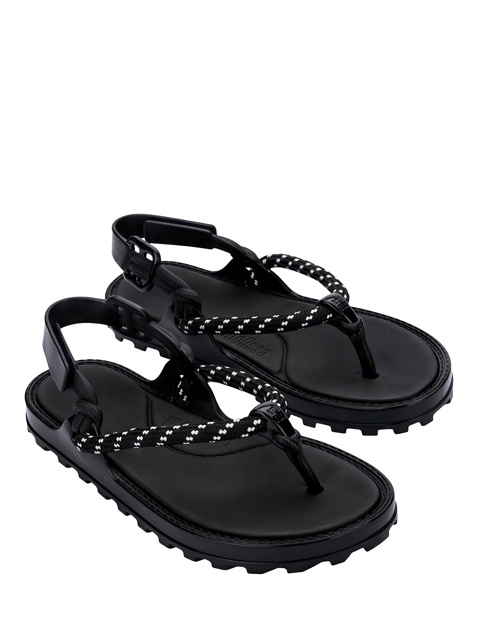 Product image 4 of 4, which shows Melissa Bond Strappy Sandals, Black/White, 3