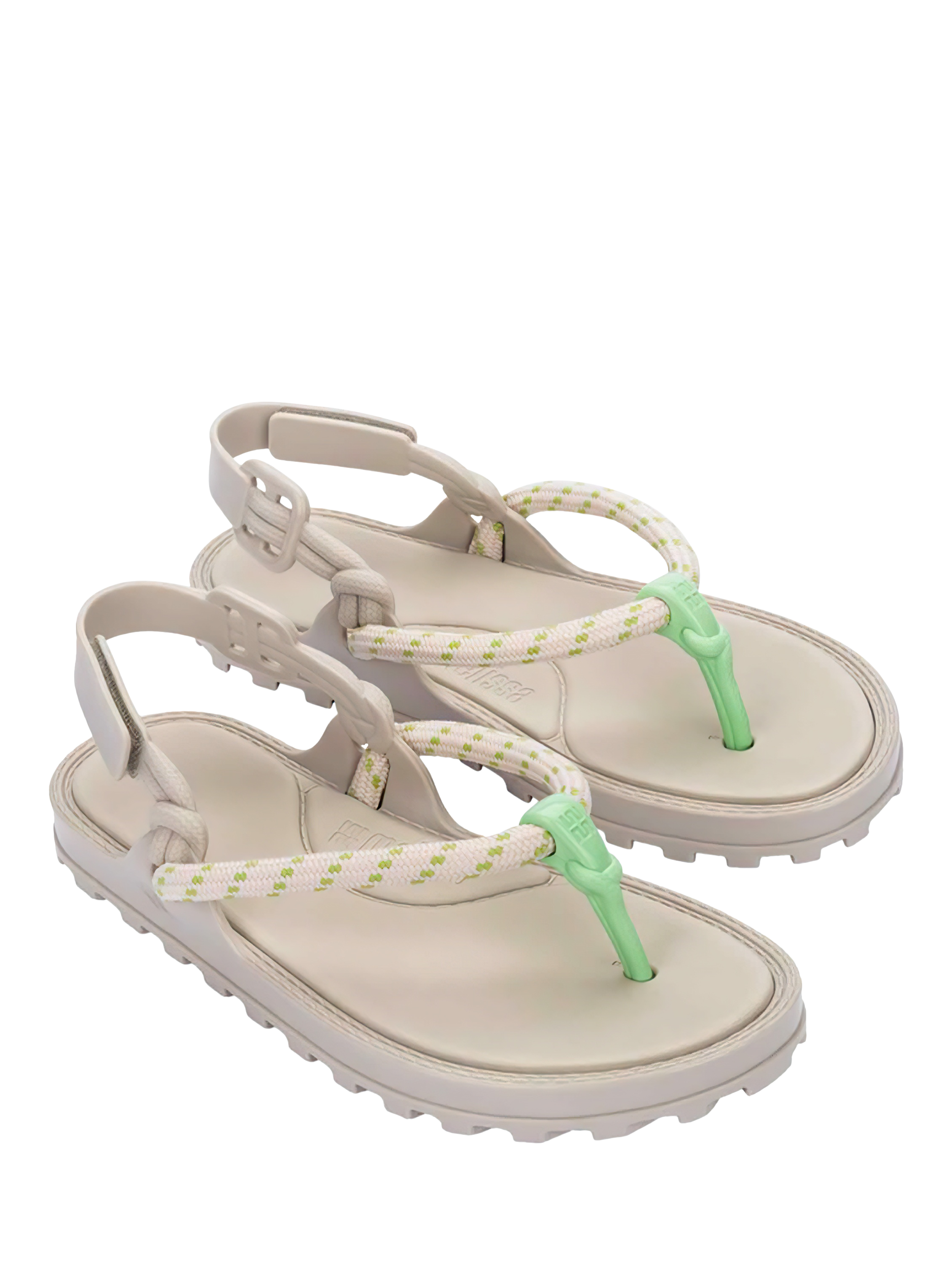Product image 4 of 4, which shows Melissa Bond Strappy Sandals, Beige/Green, 3