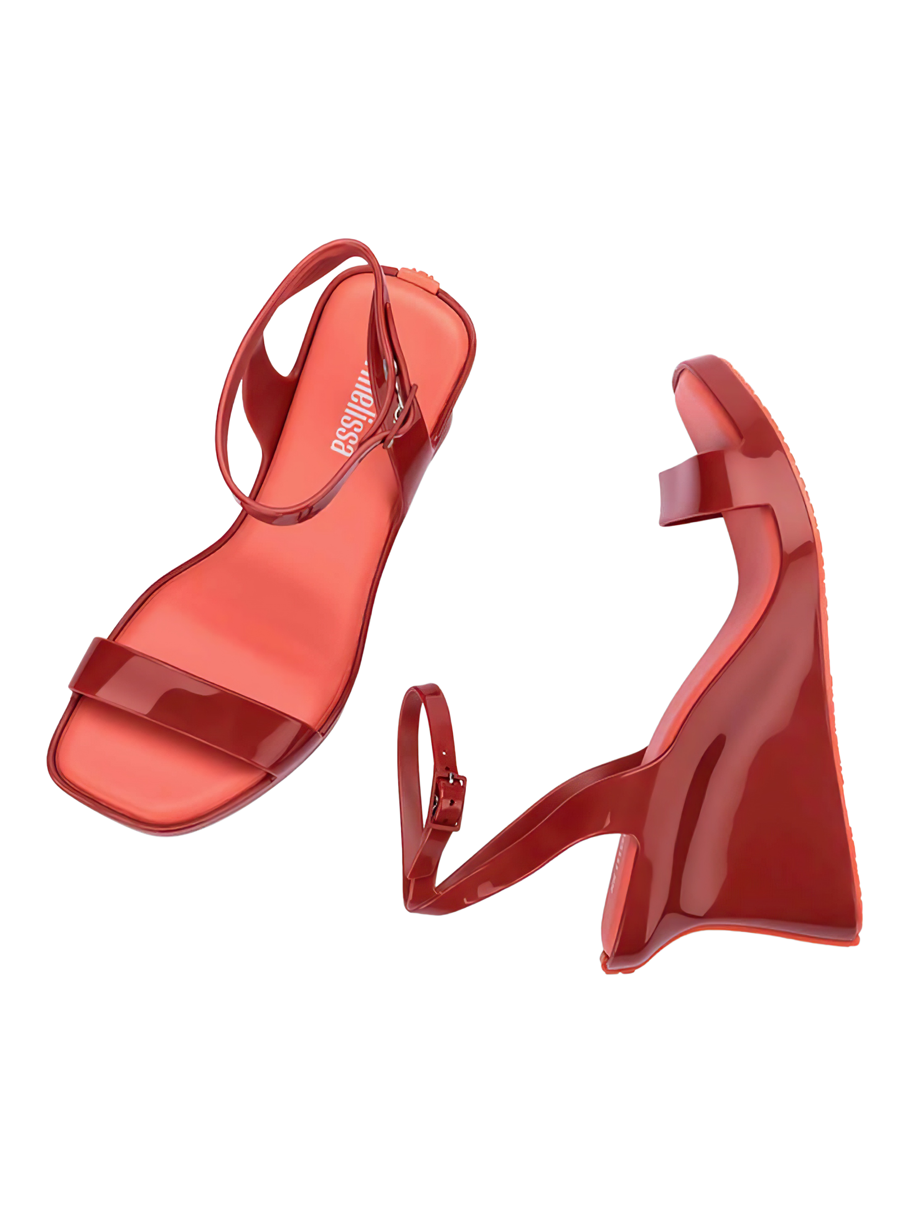 Product image 3 of 4, which shows Melissa Celinna Wedge Heel Sandals, Red/Orange, 3