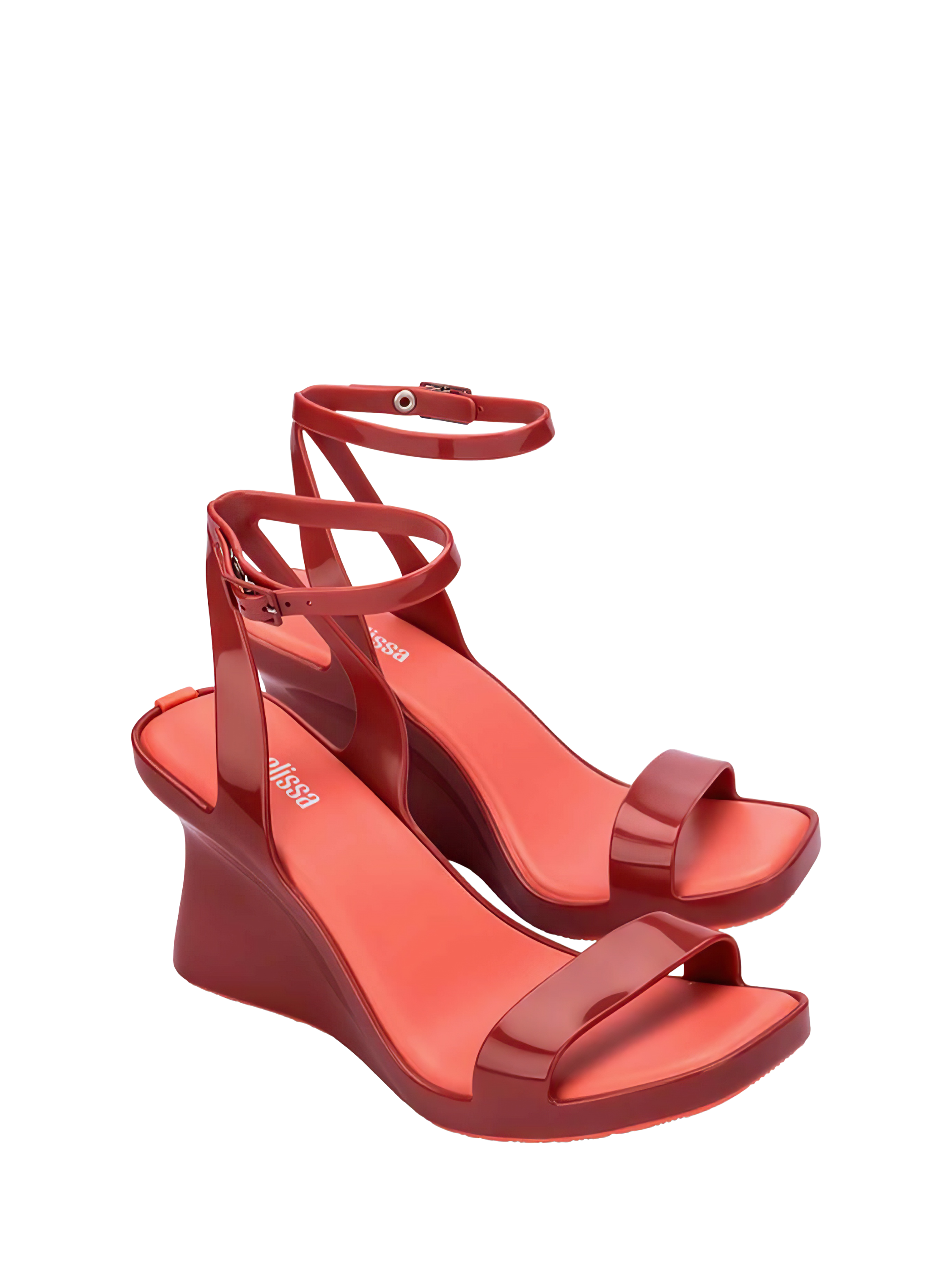 Product image 4 of 4, which shows Melissa Celinna Wedge Heel Sandals, Red/Orange, 3