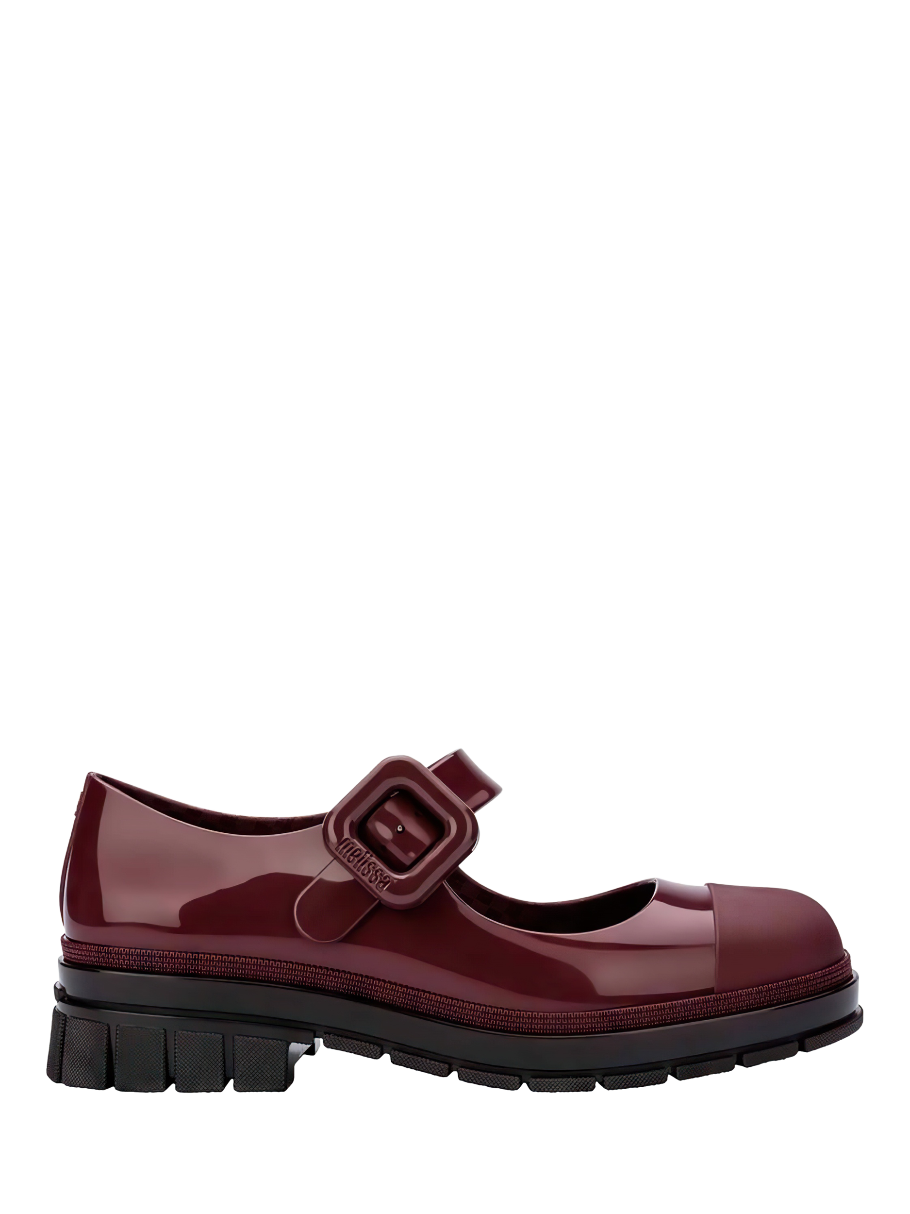 Product image 1 of 4, which shows Melissa June Block Heel Mary Jane Jelly Shoes, Burgundy, 3