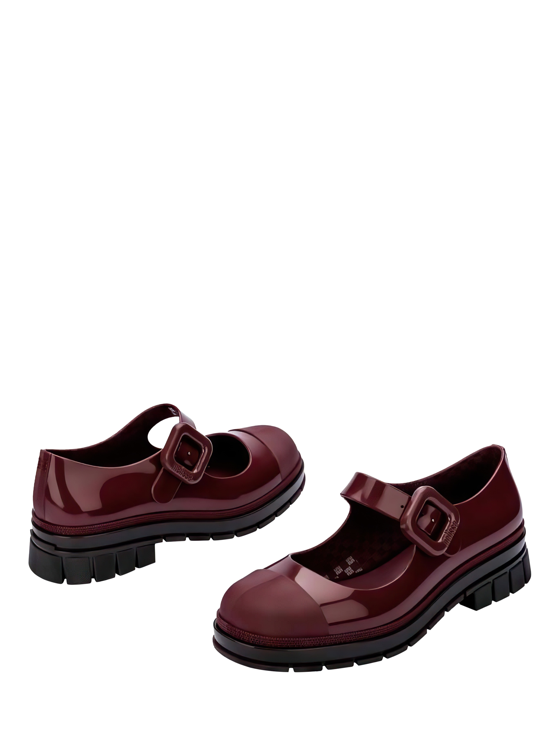 Product image 2 of 4, which shows Melissa June Block Heel Mary Jane Jelly Shoes, Burgundy, 3