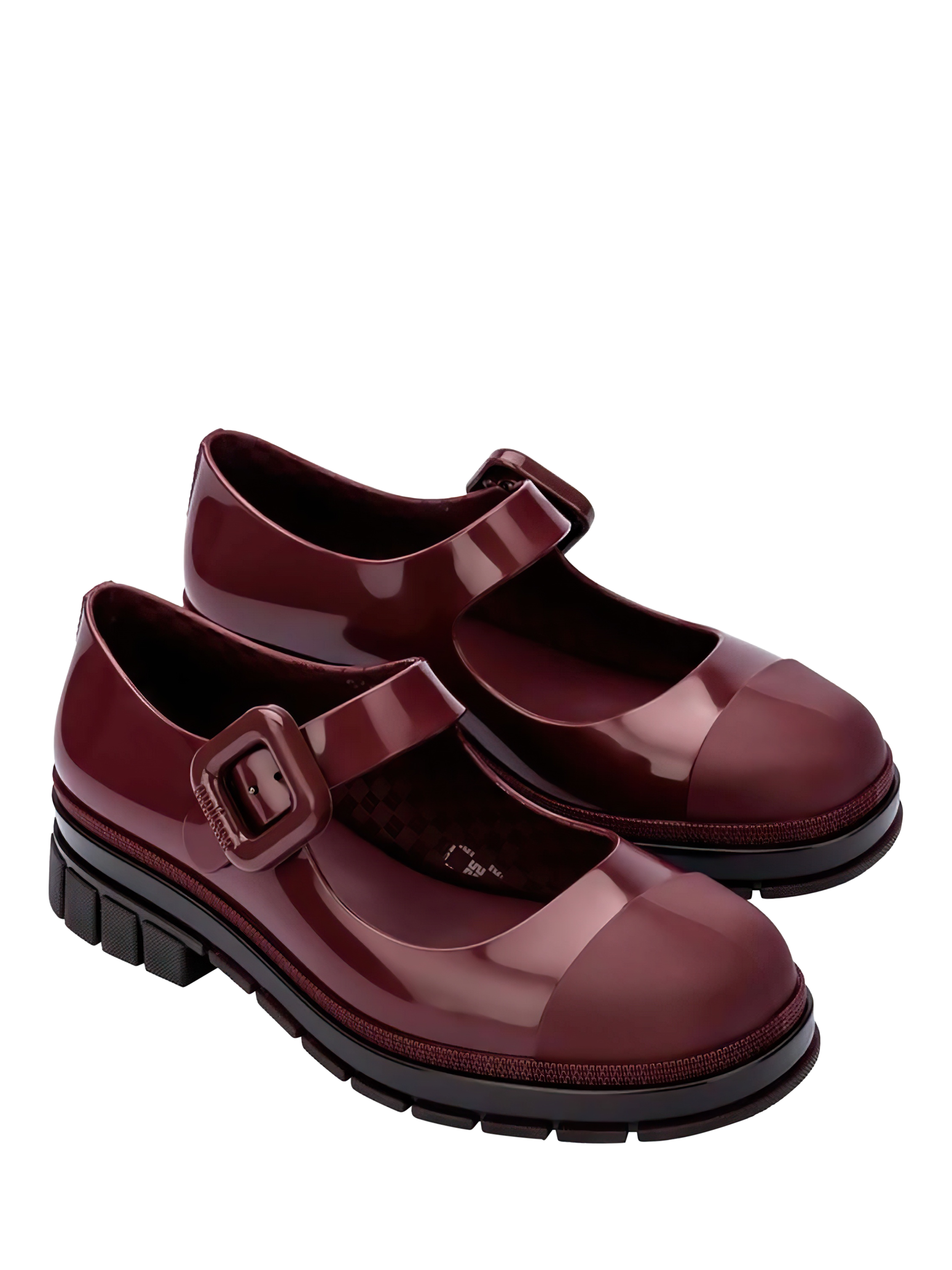 Product image 4 of 4, which shows Melissa June Block Heel Mary Jane Jelly Shoes, Burgundy, 3