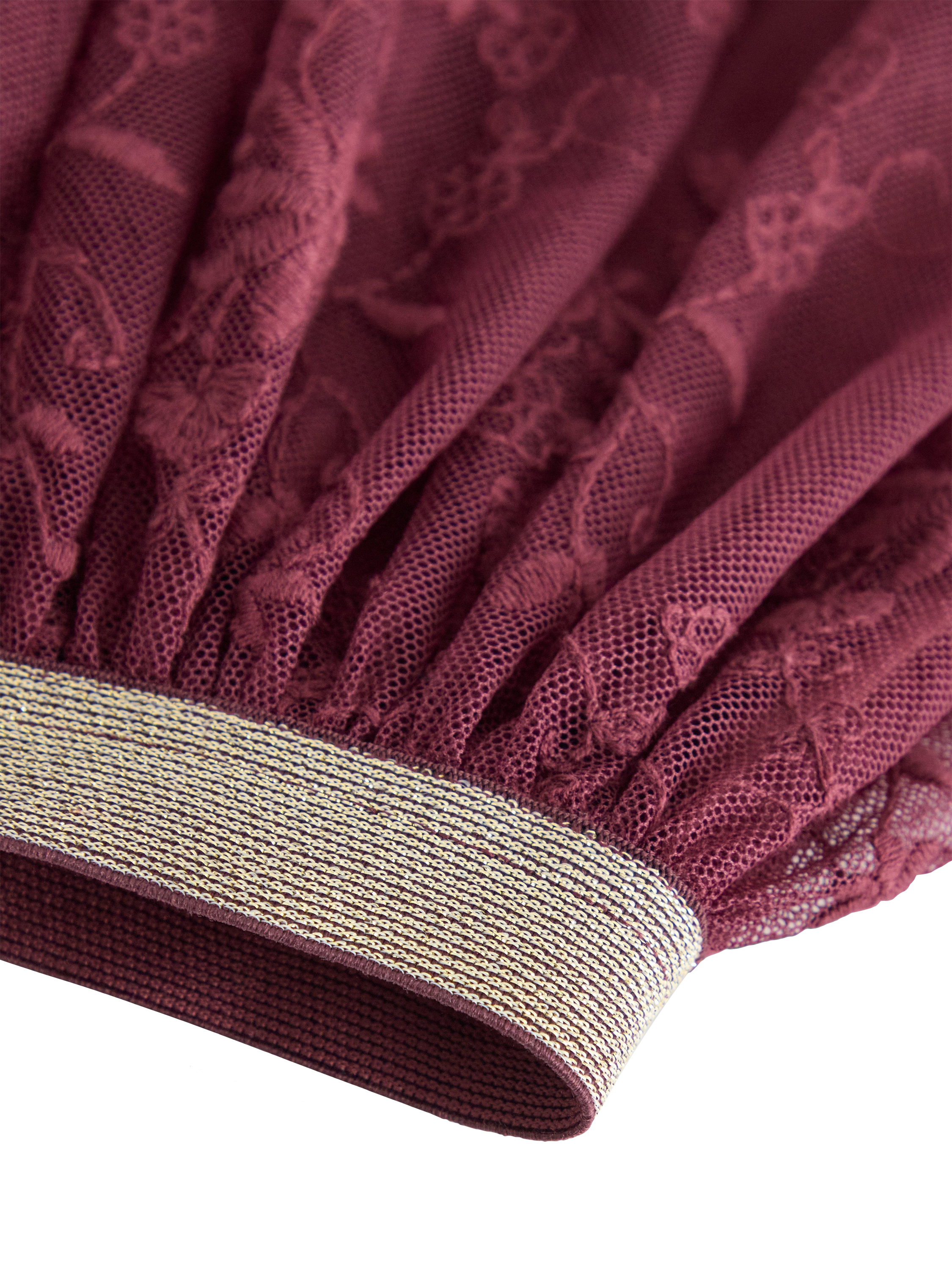 Product image 3 of 3, which shows Lindex Kids' Elasticated Lace Skirt, Dk Dusty Red, 2-4 years