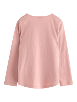 Lindex Kids' Cotton Long Sleeved Animal Applique Top, Dusty Pink - view 2, Dusty Pink