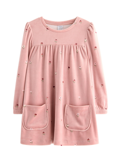Lindex Kids' Long Sleeved Floral Tunic, Dusty Pink, Dusty Pink