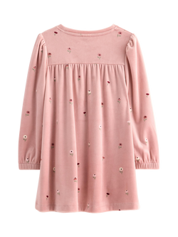 Lindex Kids' Long Sleeved Floral Tunic, Dusty Pink - view 2, Dusty Pink