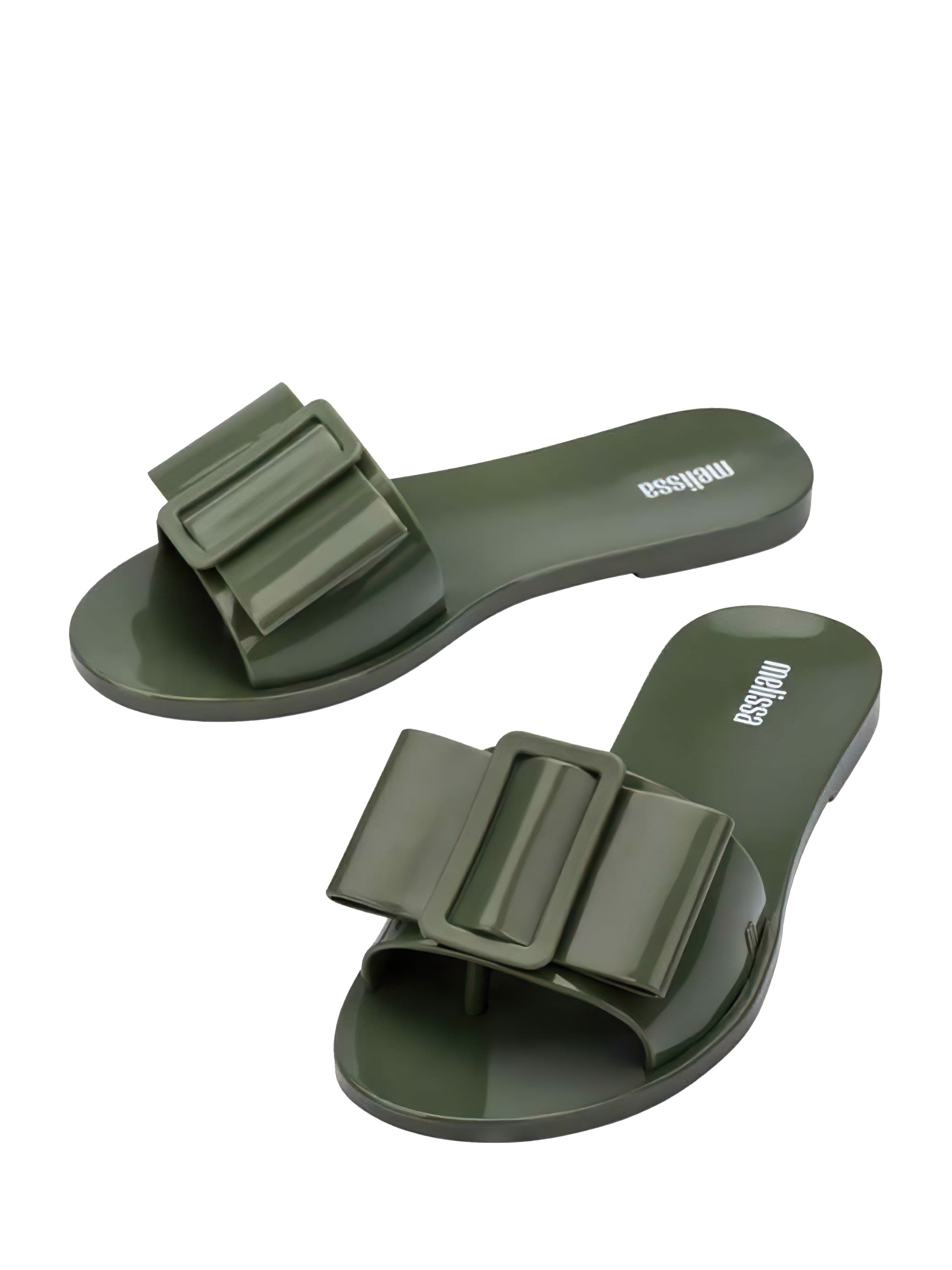 Product image 2 of 4, which shows Melissa Babe Ad Jelly Slider Sandals, Dark Green, 3