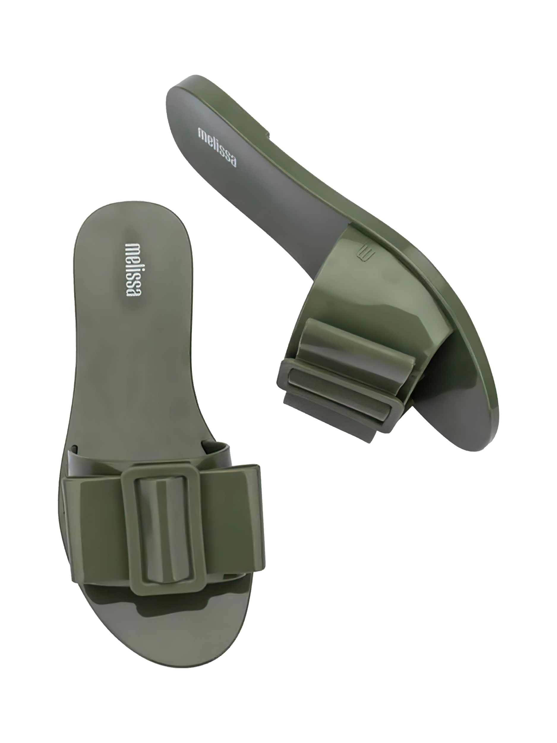 Product image 3 of 4, which shows Melissa Babe Ad Jelly Slider Sandals, Dark Green, 3