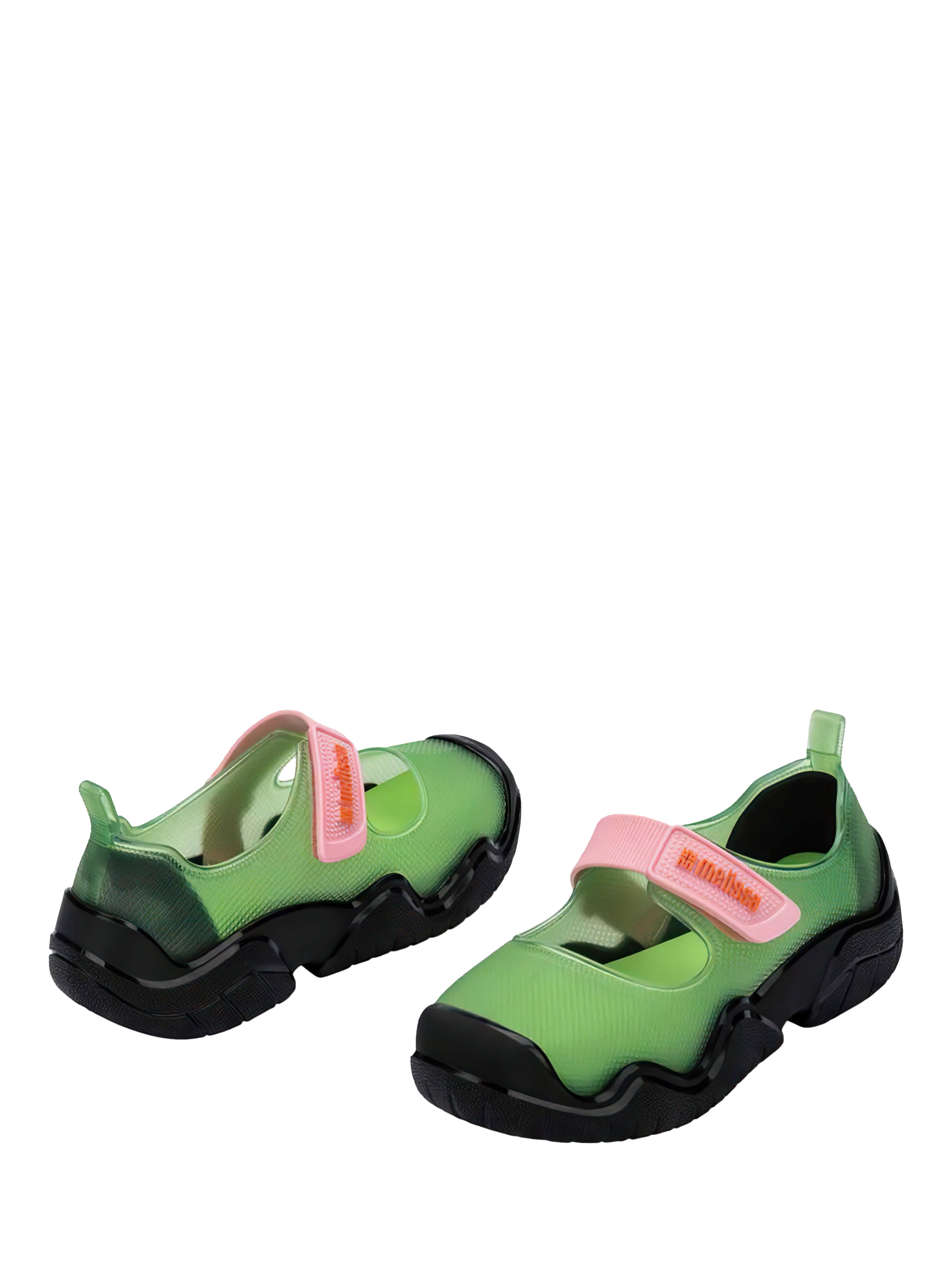 Product image 2 of 4, which shows Melissa Sprint Ballerina Hybrid Trainers, Black/Green, 3