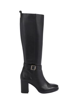 Carvela Silver Wide Fit Leather Knee High Boots, Black, Black