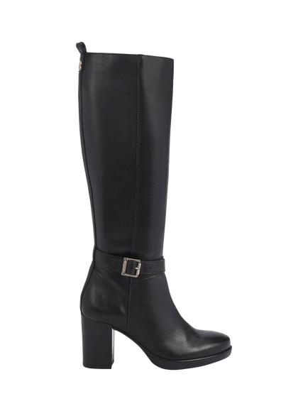 Carvela Silver Wide Fit Leather Knee High Boots, Black, Black