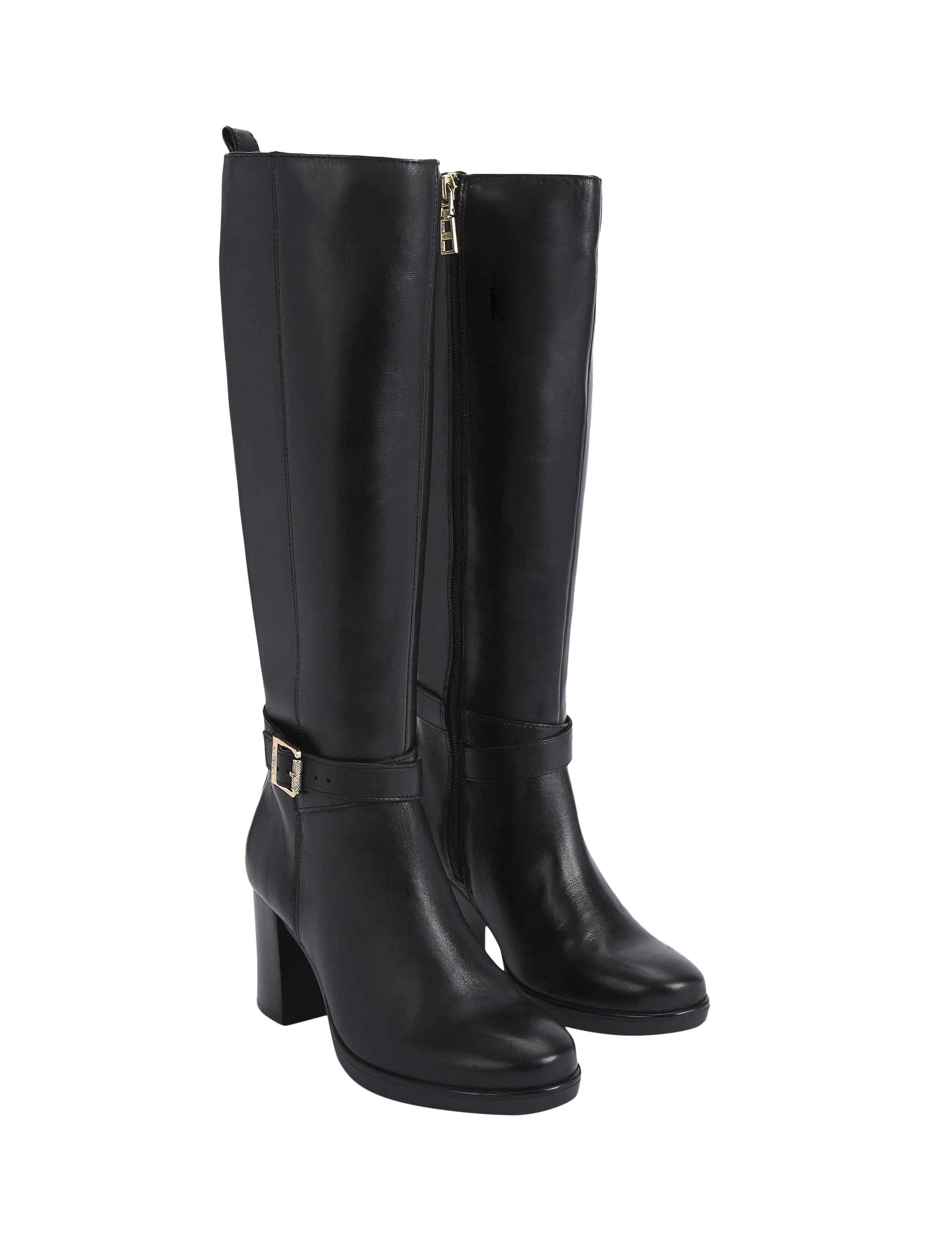 Product image 3 of 5, which shows Carvela Silver Wide Fit Leather Knee High Boots, Black, 3