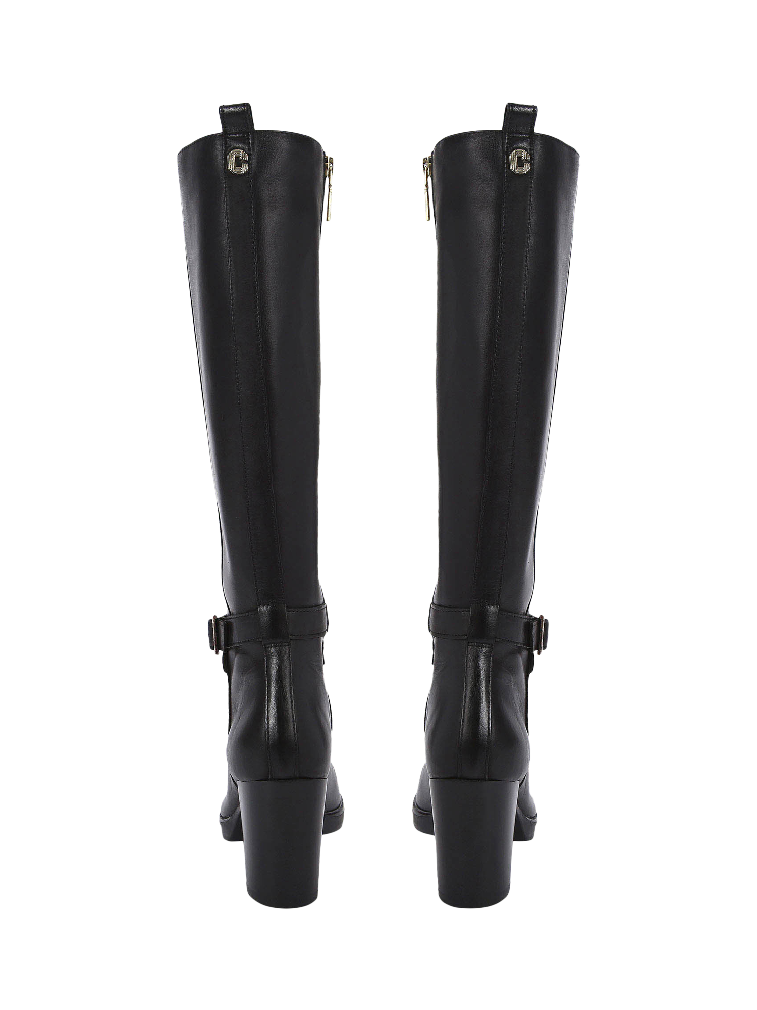 Product image 4 of 5, which shows Carvela Silver Wide Fit Leather Knee High Boots, Black, 3