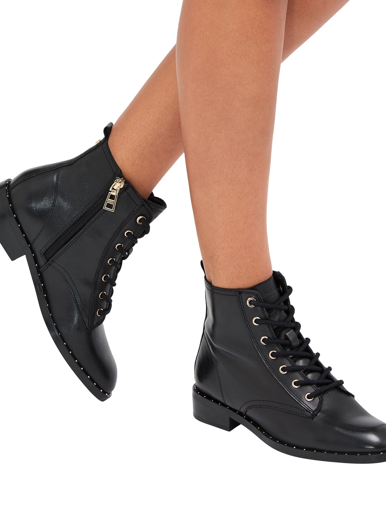 Product image 2 of 6, which shows Carvela Studio Spike Leather Ankle Boots, Black, 3