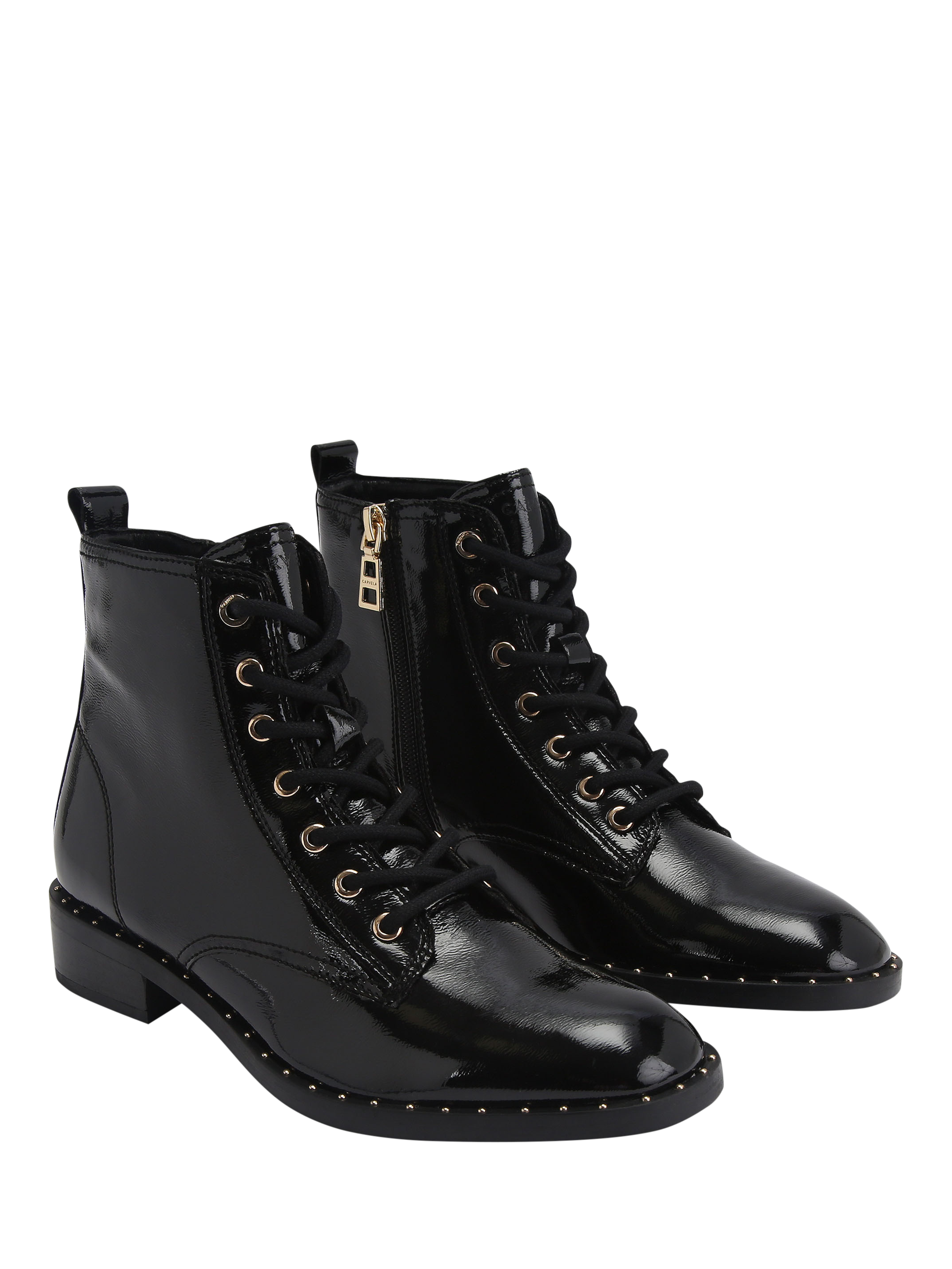 Product image 5 of 6, which shows Carvela Studio Spike Patent Leather Ankle Boots, Black, 3