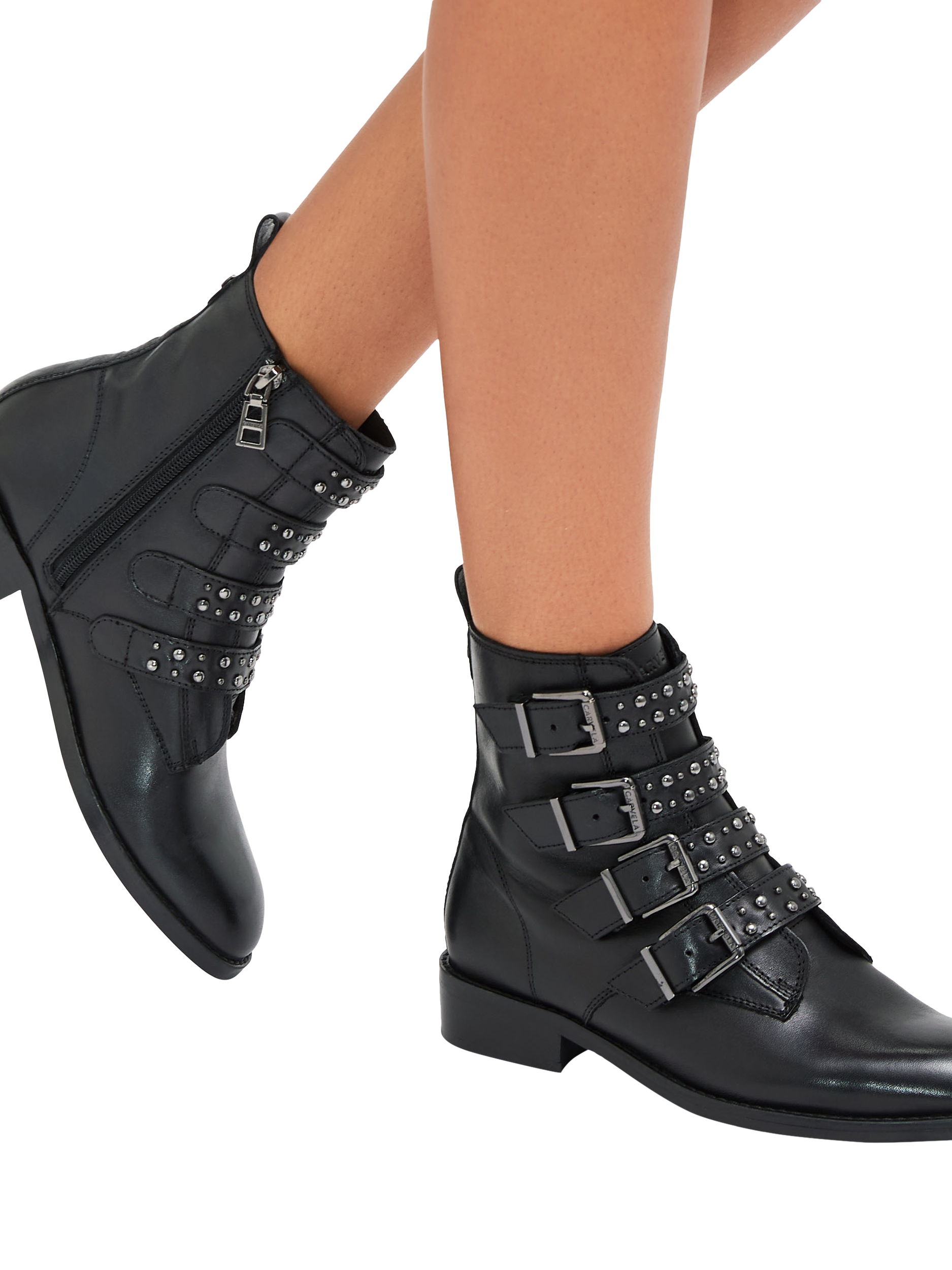 Product image 2 of 6, which shows Carvela Studio Strap Leather Ankle Boots, Black, 3