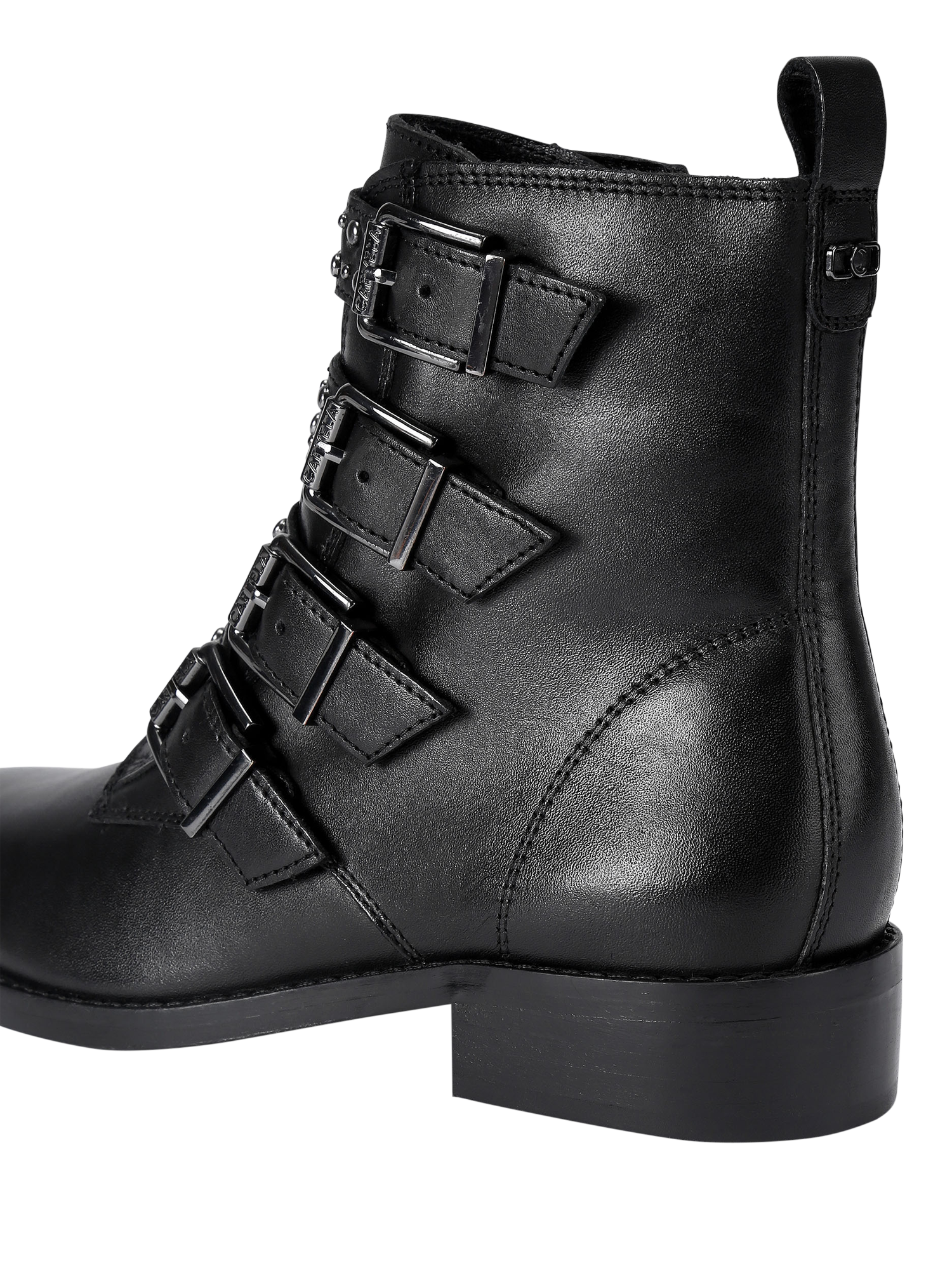 Product image 4 of 6, which shows Carvela Studio Strap Leather Ankle Boots, Black, 3