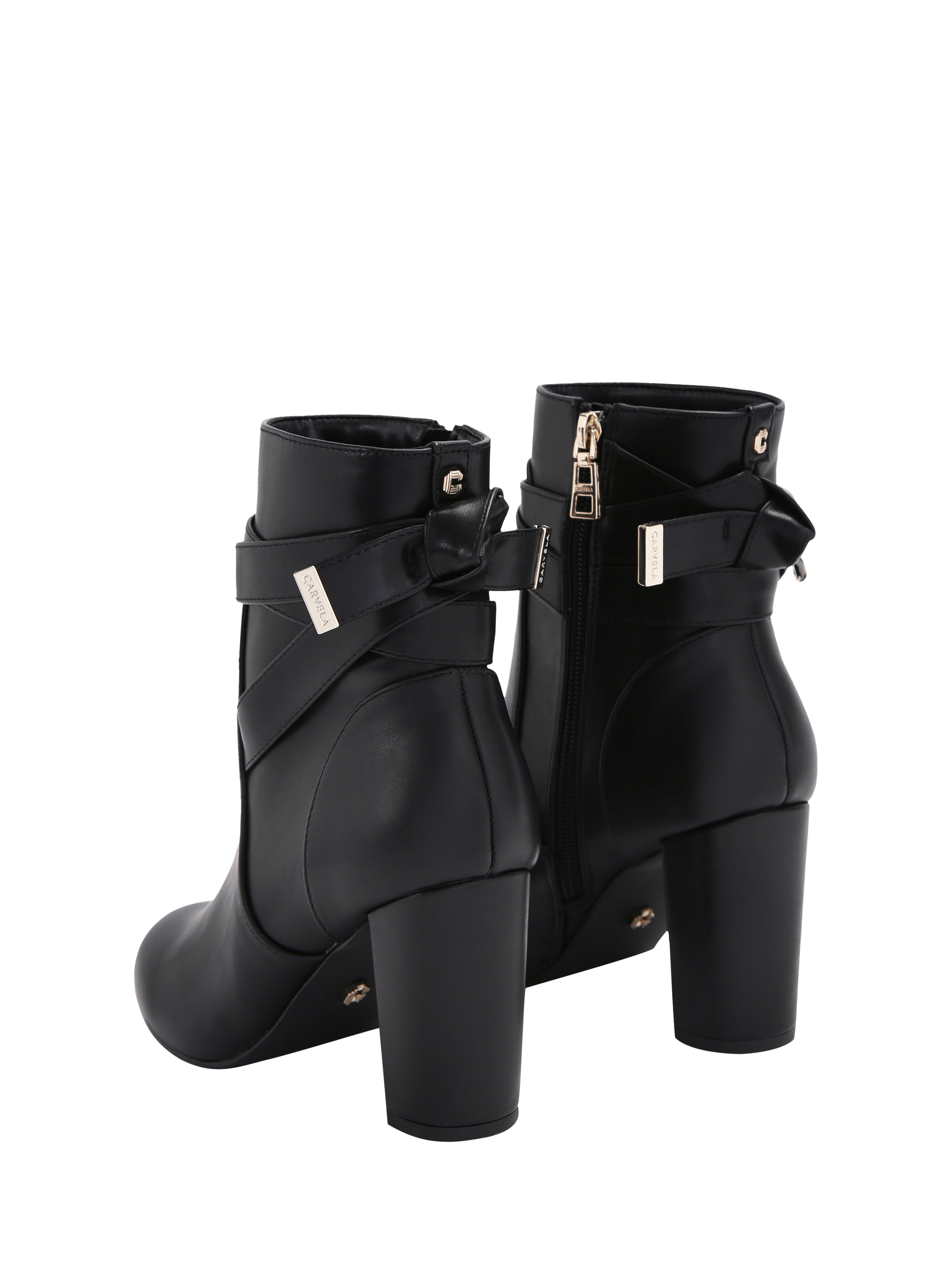 Product image 3 of 4, which shows Carvela Tempt Wide Fit Heeled Ankle Boots, Black/Comb, 3