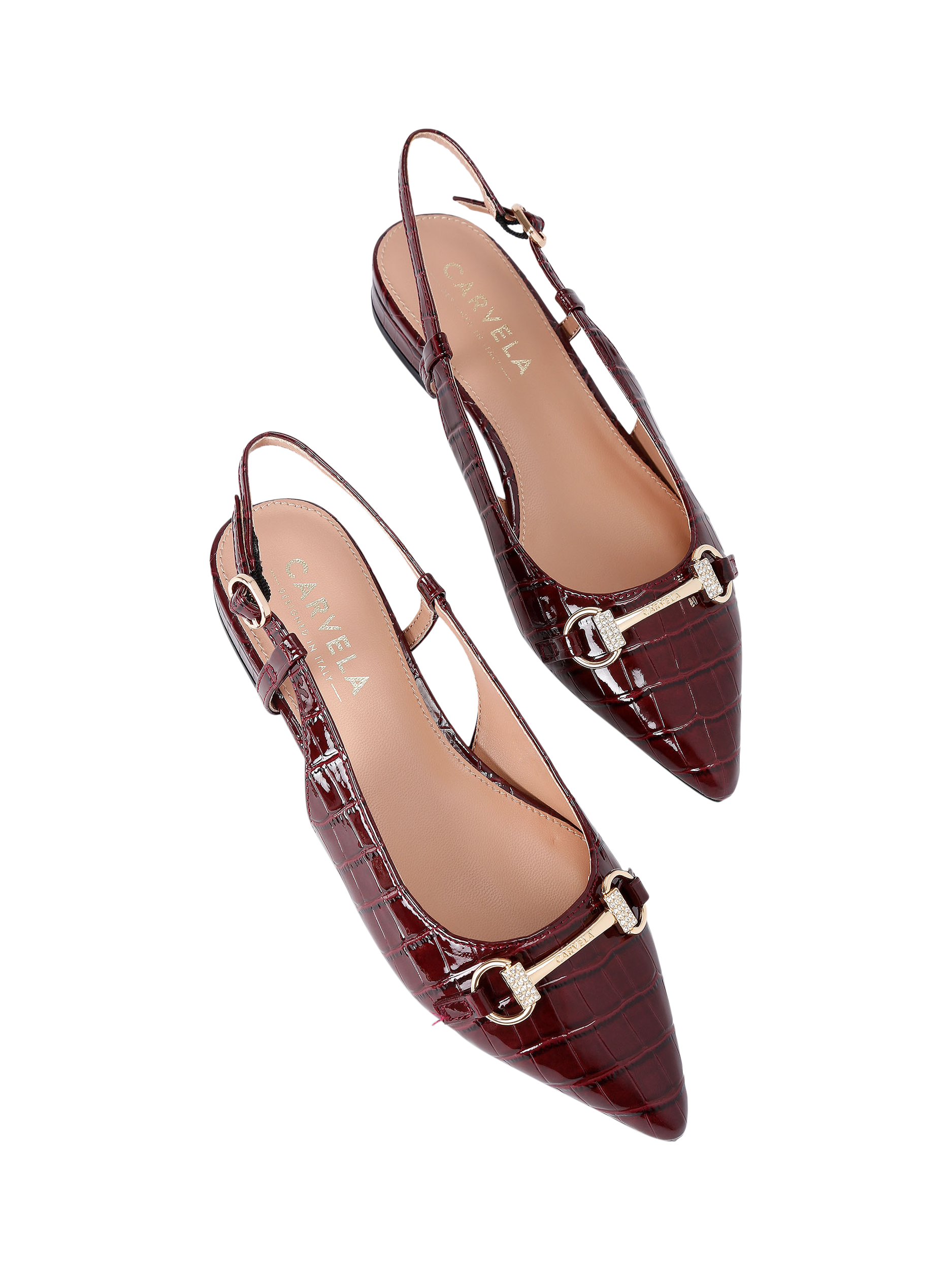 Product image 3 of 4, which shows Carvela Valentina Pointed Slingback Loafers, Wine Comb, 3