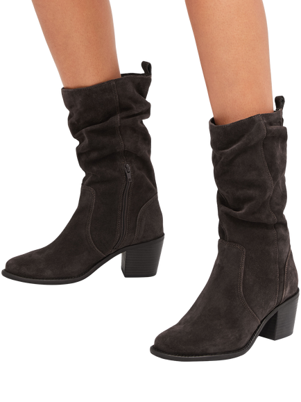 Carvela Secil Suede Calf Boots, Dark Grey - view 2, Dark Grey