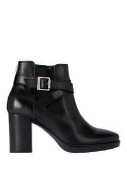 Carvela Silver2 Buckle Leather Ankle Boots, Black, Black
