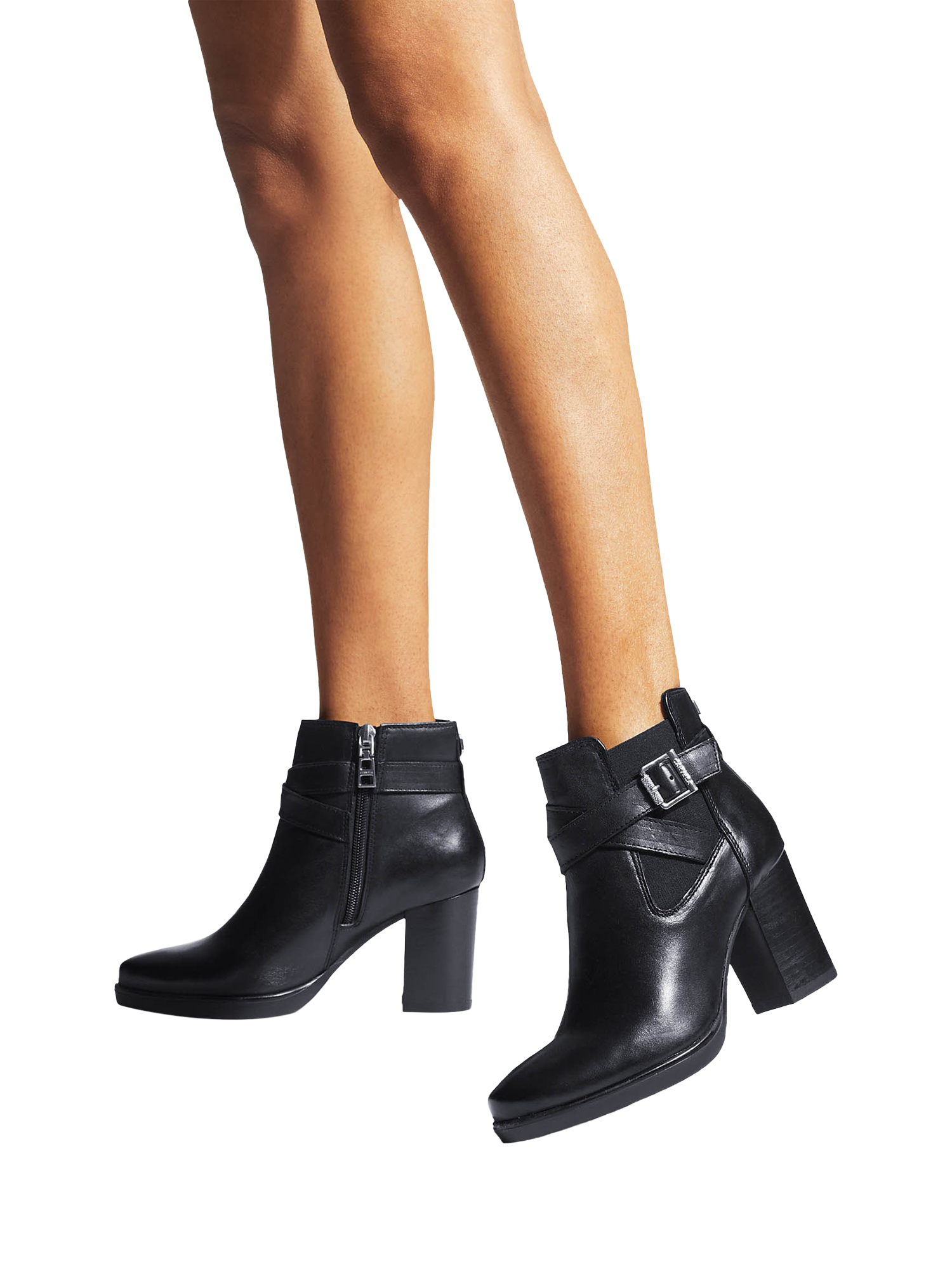 Product image 2 of 5, which shows Carvela Silver2 Buckle Leather Ankle Boots, Black, 3