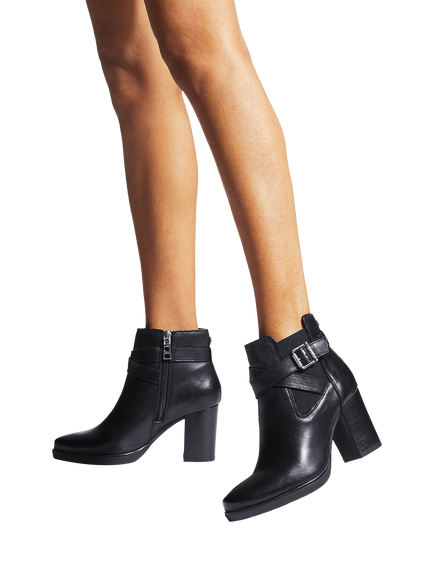 Carvela Silver2 Buckle Leather Ankle Boots, Black - view 2, Black