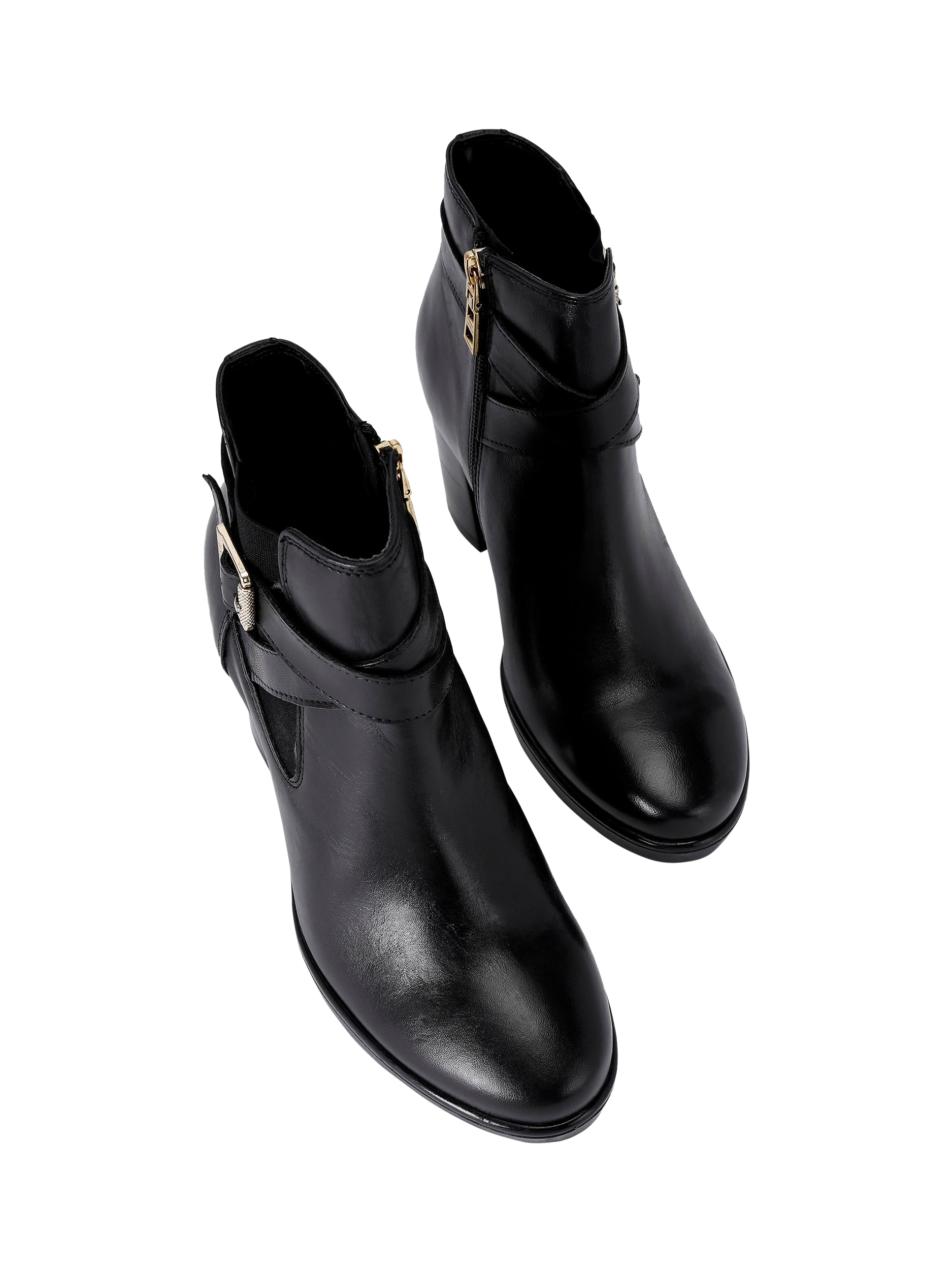 Product image 3 of 5, which shows Carvela Silver2 Buckle Leather Ankle Boots, Black, 3