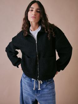 Cape Cove Full Zip Borg Jacket, Black, Black