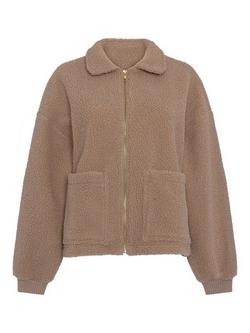 Cape Cove Zip Through Borg Jacket, Camel - view 2, Camel