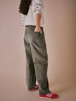 Cape Cove Barrel Leg Corduroy Trousers, Green - view 2, Green