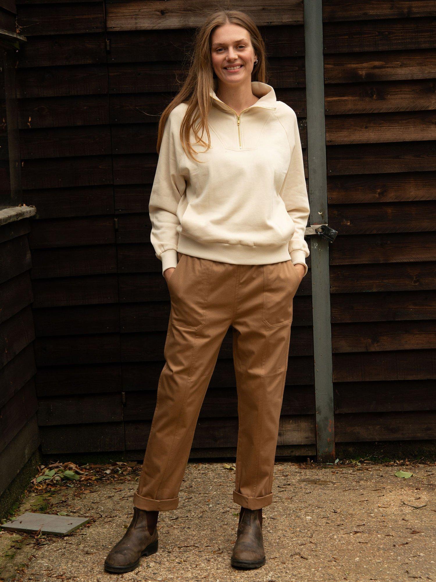 Product image 1 of 1, which shows Cape Cove Ella Cargo Trousers, Tan, XS